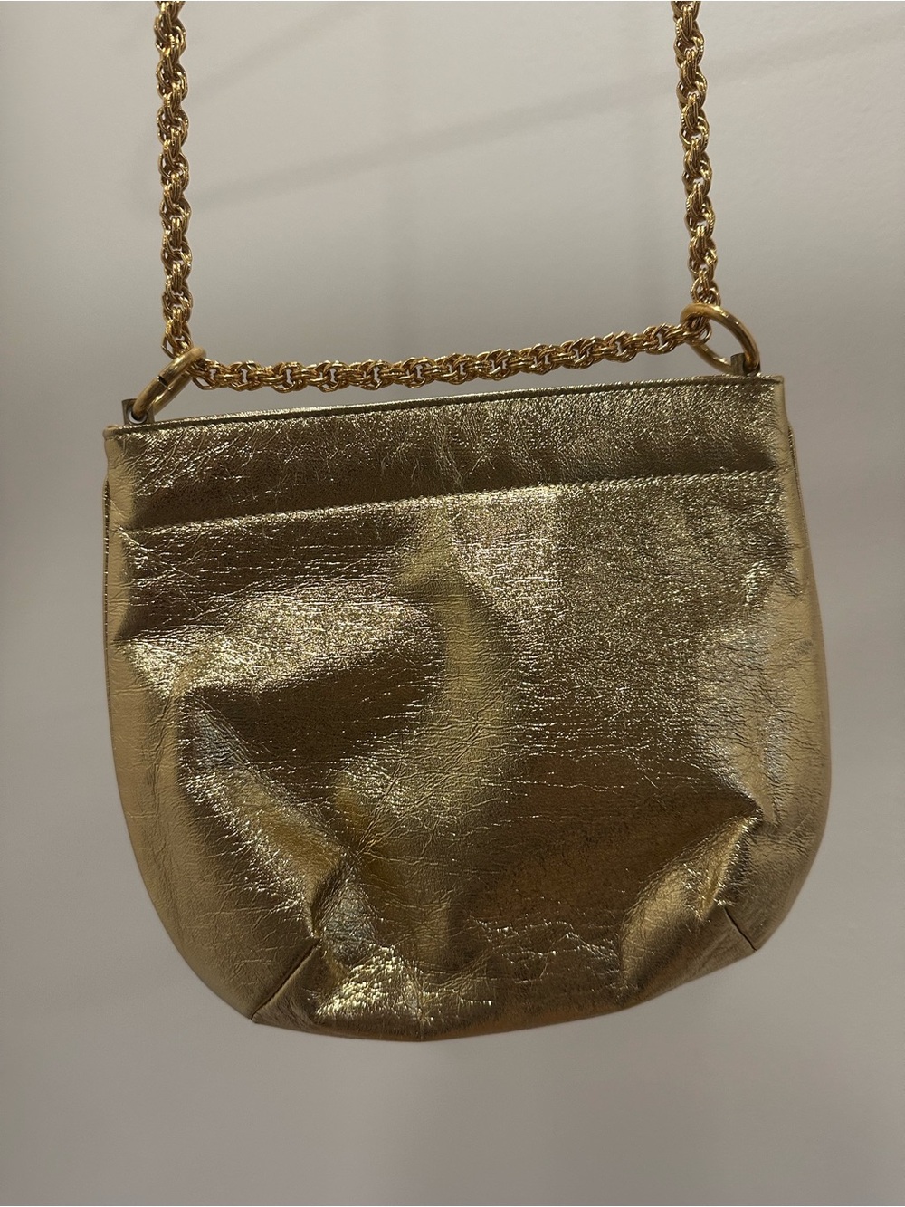 Vintage 70s -80s Coblenz Original Gold-Colored Lame Evening Purse with Chain